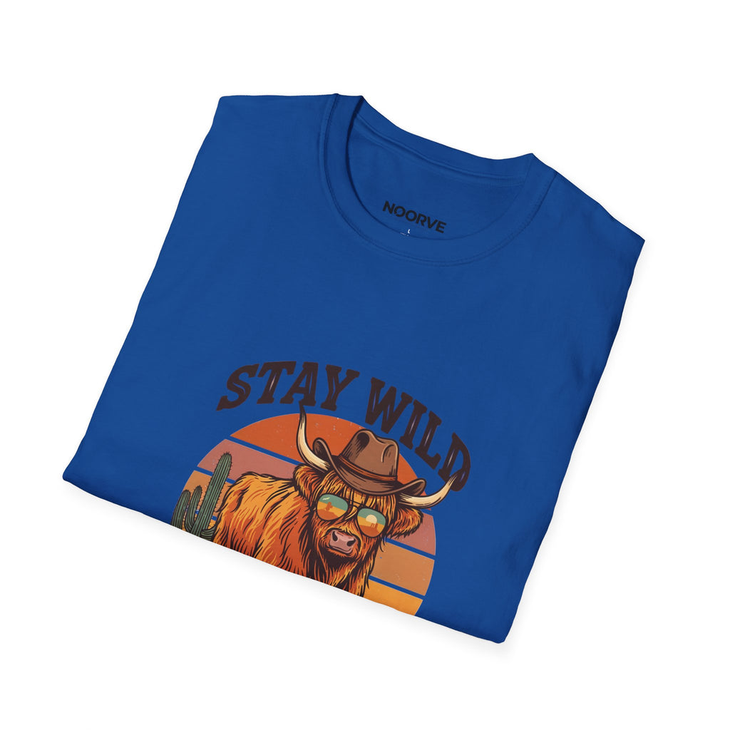 Stay Wild Longhorn T-Shirt — Retro Western Cow Skull Graphic Tee