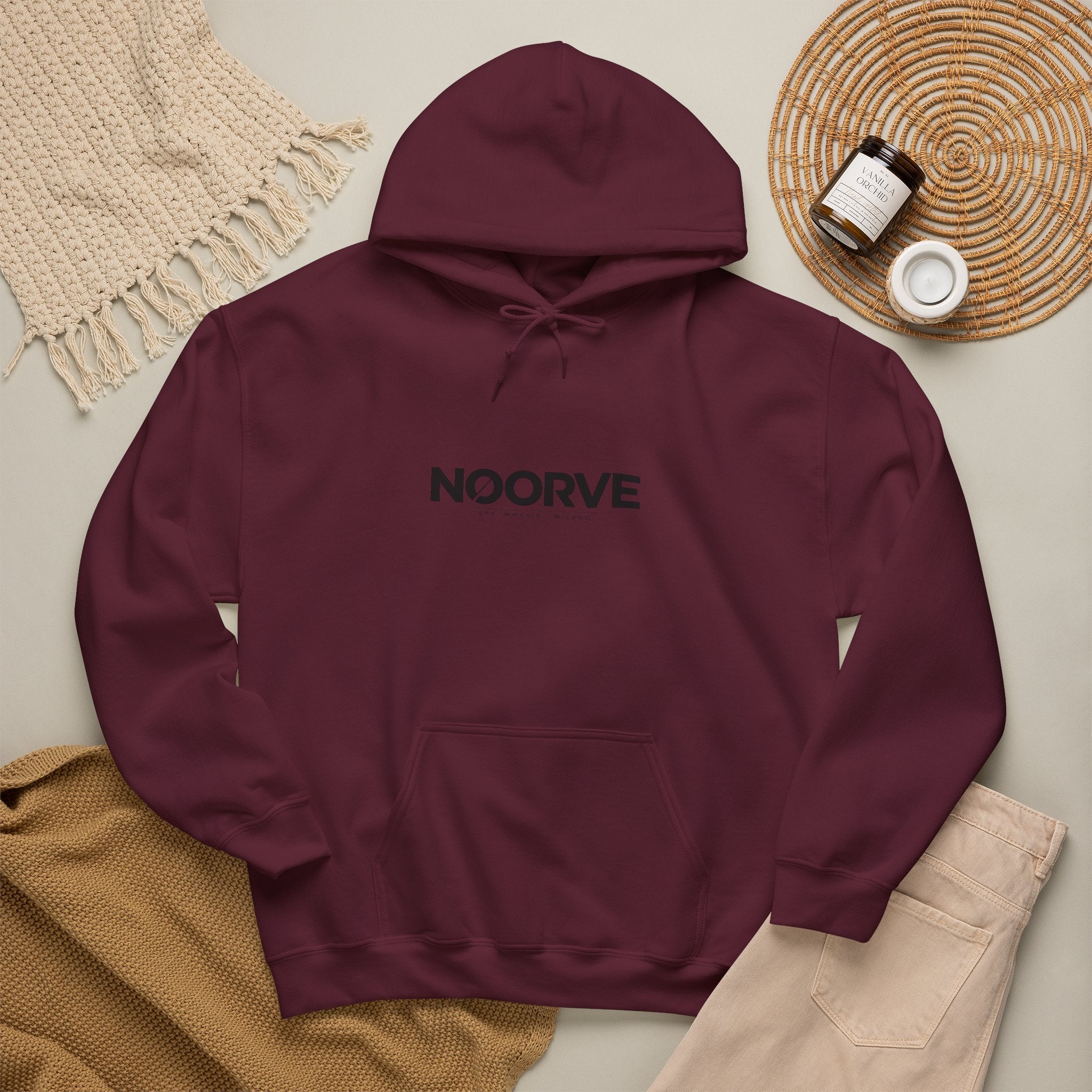 Noorve 'ISHQ' Script Hoodie — Floral Arabic Love Graphic Pullover