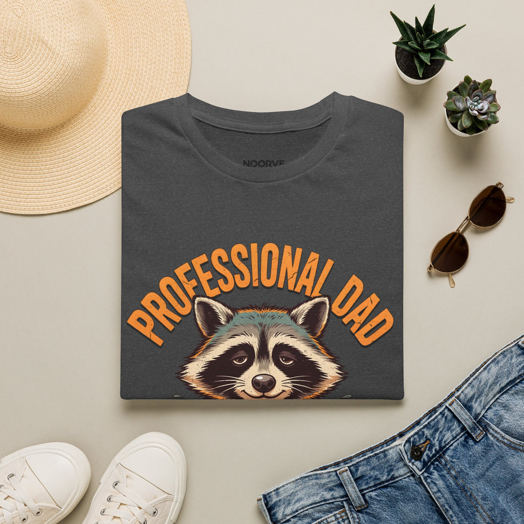 Dad T-Shirt — “Professional Dad, Amateur Sleeper” Raccoon Graphic Tee