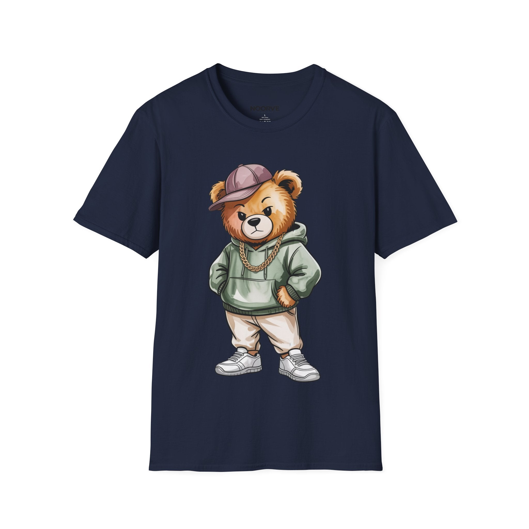 Casual Bear Graphic T-Shirt — Cool Teddy in Hoodie & Cap