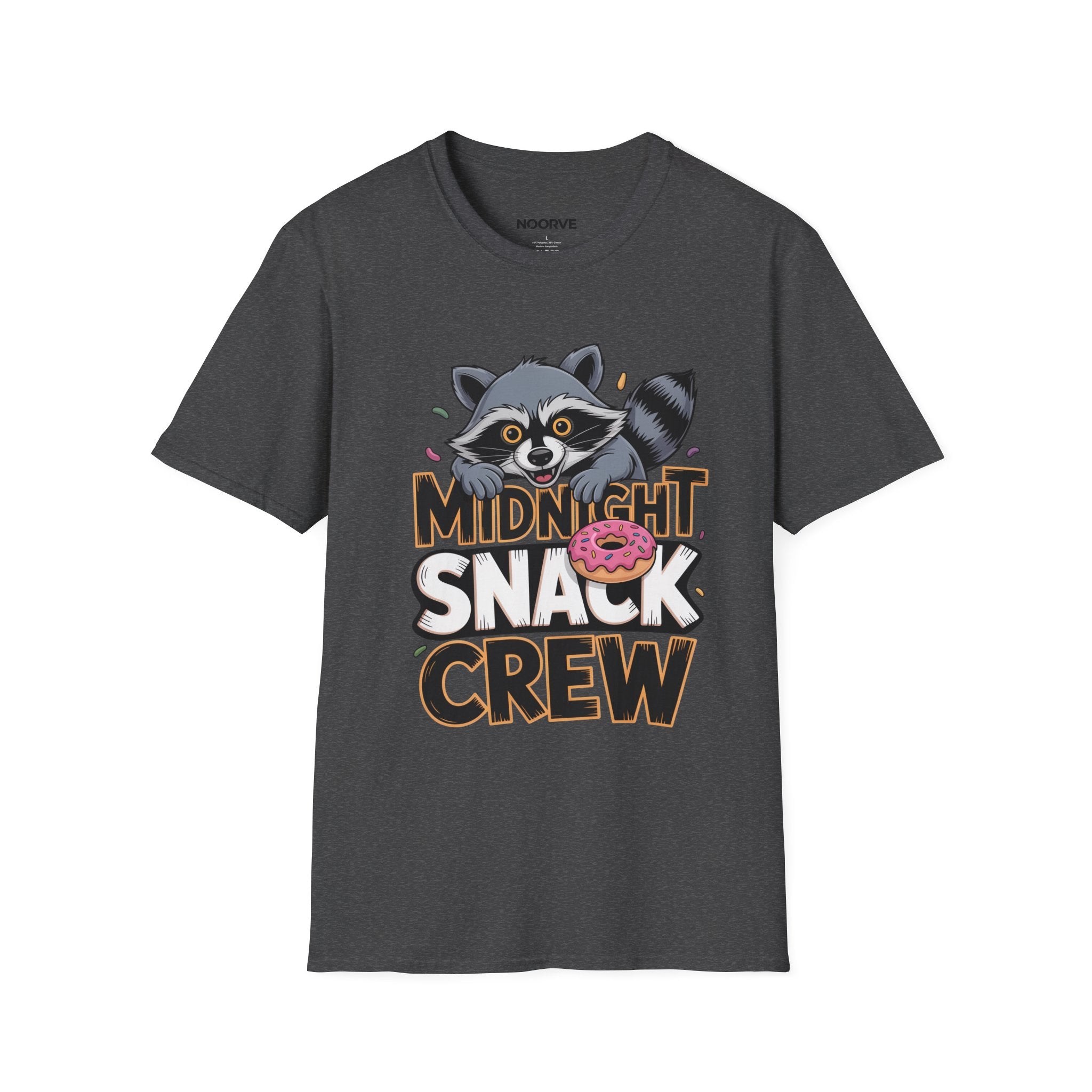 Midnight Snack Crew T-Shirt — Cute Raccoon Donut Tee