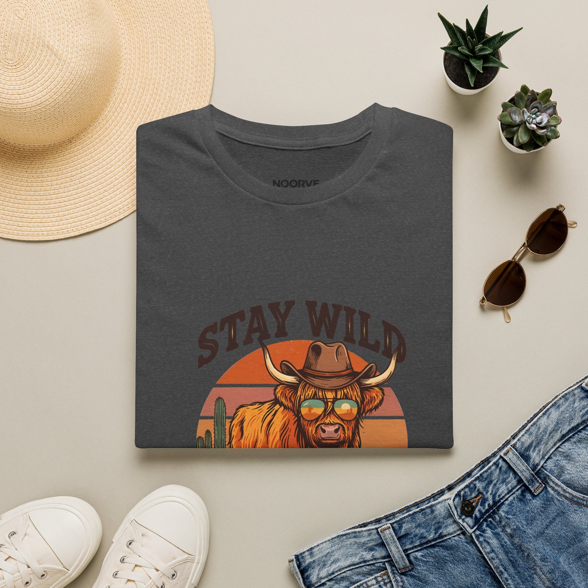 Stay Wild Longhorn T-Shirt — Retro Western Cow Skull Graphic Tee | Noorve | T-Shirt