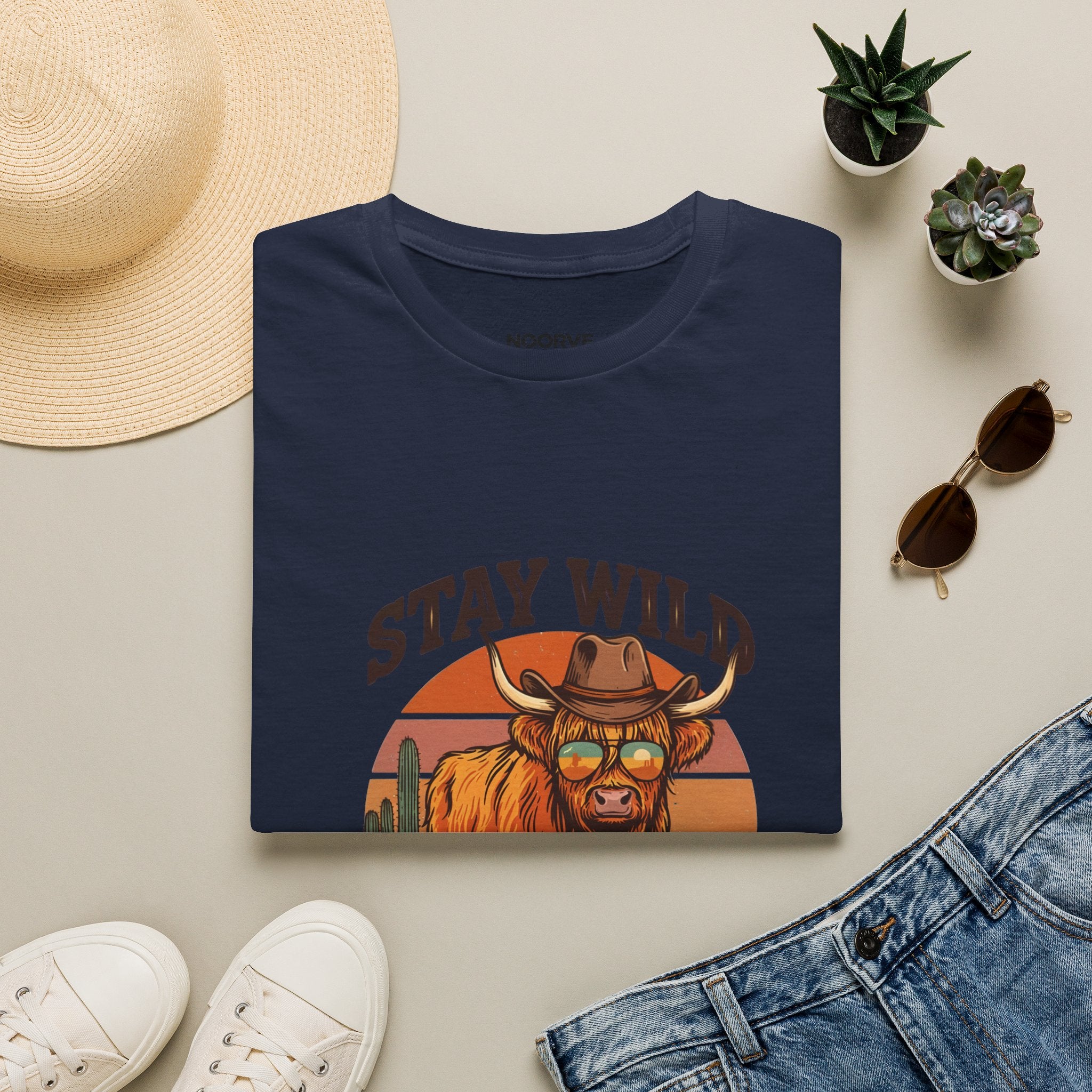 Stay Wild Longhorn T-Shirt — Retro Western Cow Skull Graphic Tee | Noorve | T-Shirt