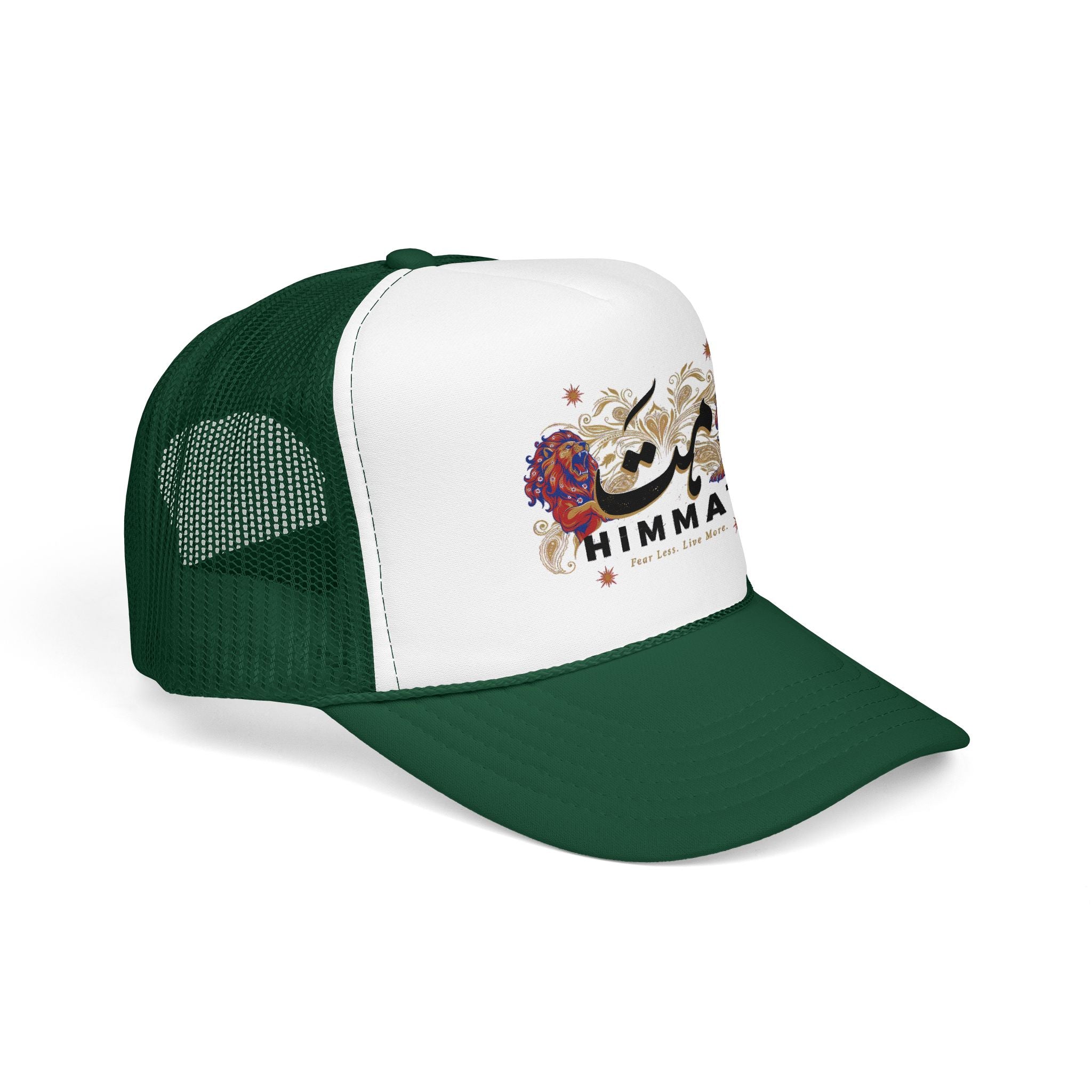 Trucker Hat — Vintage Floral Rose Skull Design (Live Loud, Live More)