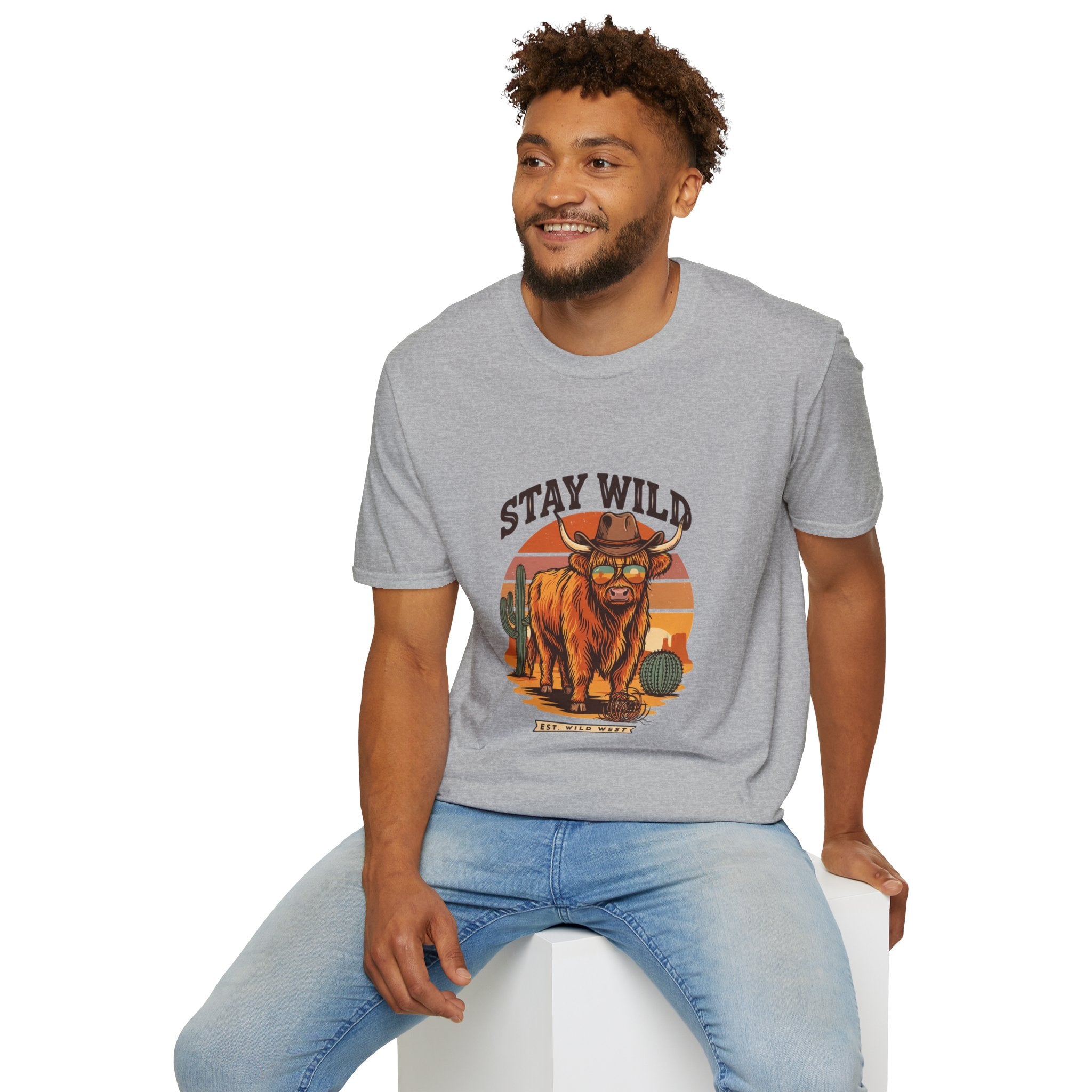 Stay Wild Longhorn T-Shirt — Retro Western Cow Skull Graphic Tee
