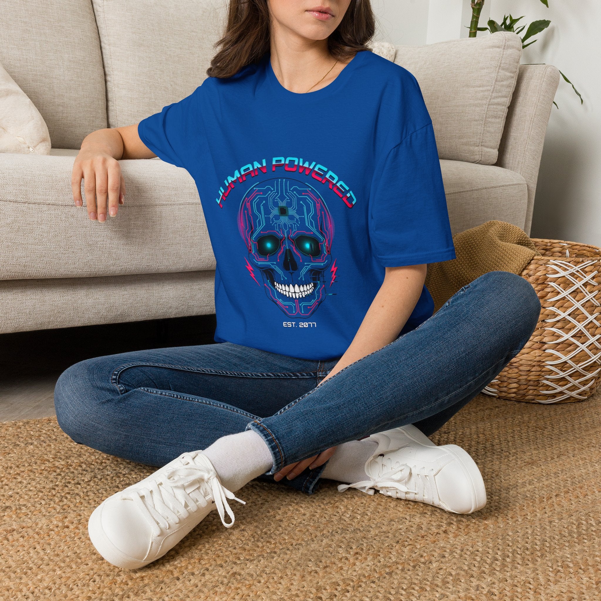 Skull "Human Powered" Graphic T-Shirt