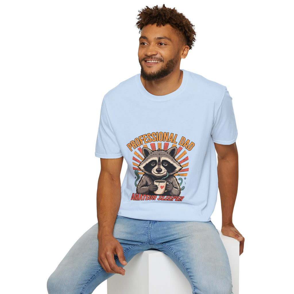 Dad T-Shirt – “Professional Dad, Amateur Sleeper” Cute Raccoon Father’s Day Tee