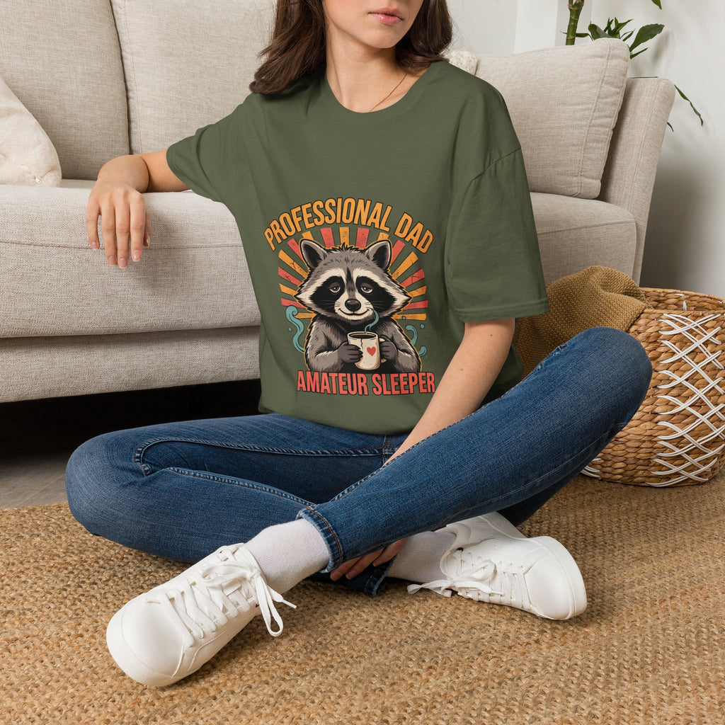 Dad T-Shirt – “Professional Dad, Amateur Sleeper” Cute Raccoon Father’s Day Tee