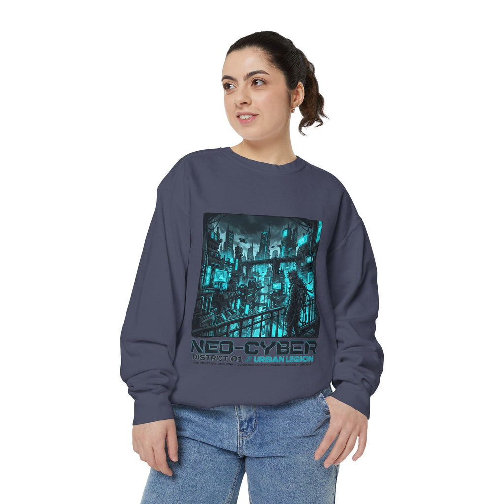 Neo-Cyber Sweatshirt — Retro Futuristic Cyberpunk City Graphic