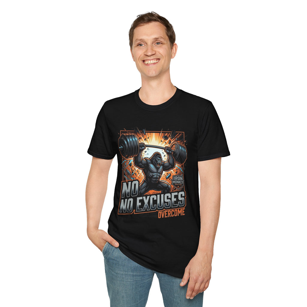 Motivational Weightlifting T-Shirt — 'No Excuses' Gorilla Gym Tee