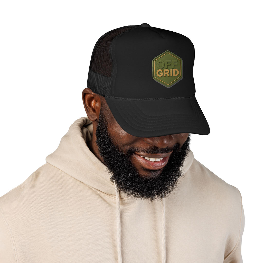 Off Grid Trucker Hat — Outdoor Adventure Foam Mesh Cap