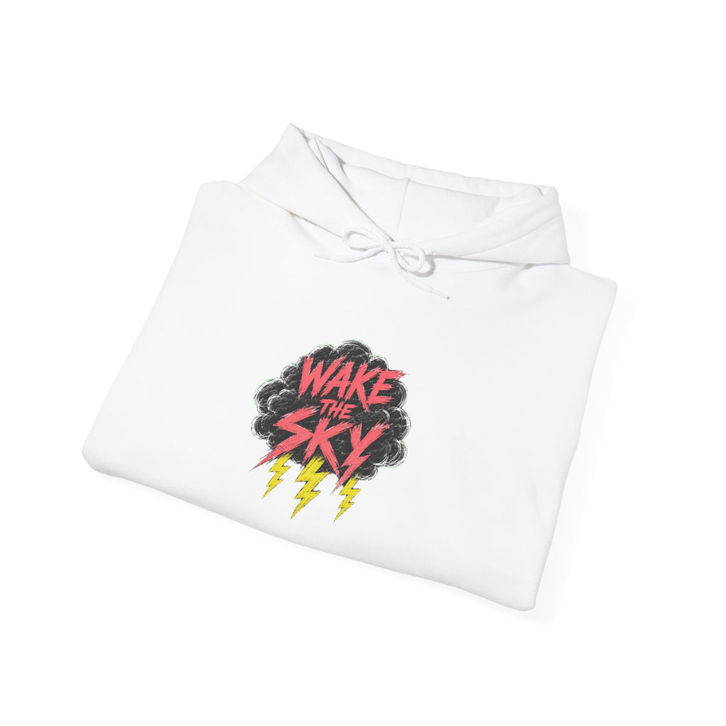 Midnight Snack Crew Hoodie — 'Wake the Sky' Raccoon Graphic Hooded Sweatshirt