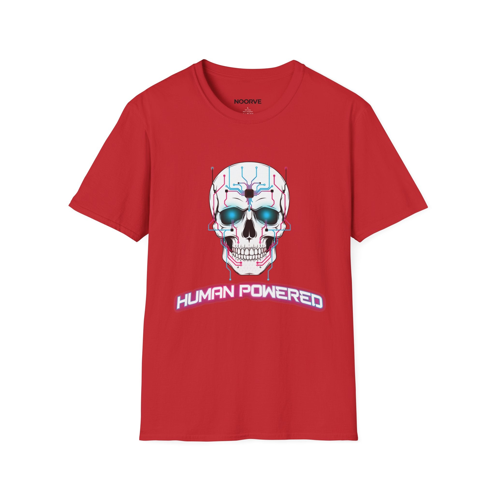 Cyber Skull T‑Shirt — 'Human Powered' Retro Futuristic Graphic Tee