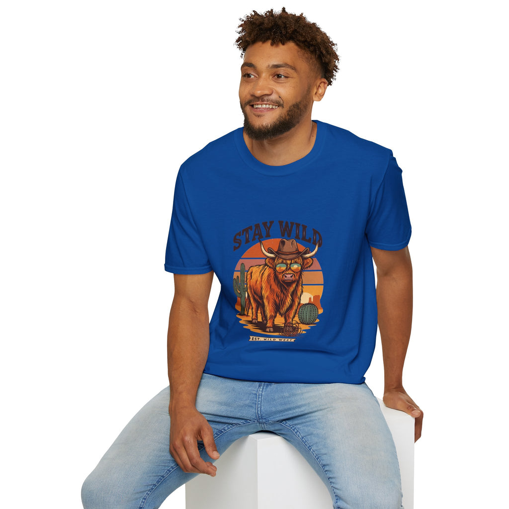 Stay Wild Longhorn T-Shirt — Retro Western Cow Skull Graphic Tee