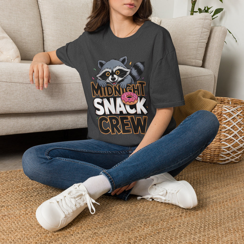 Midnight Snack Crew T-Shirt — Cute Raccoon Donut Tee