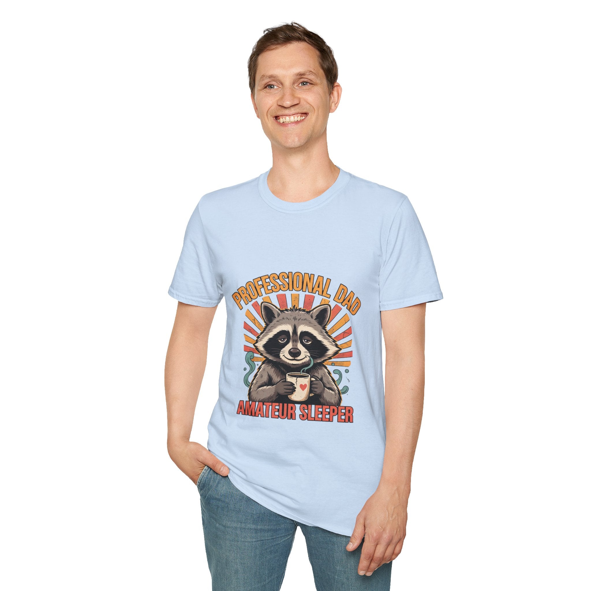 Dad T-Shirt – “Professional Dad, Amateur Sleeper” Cute Raccoon Father’s Day Tee