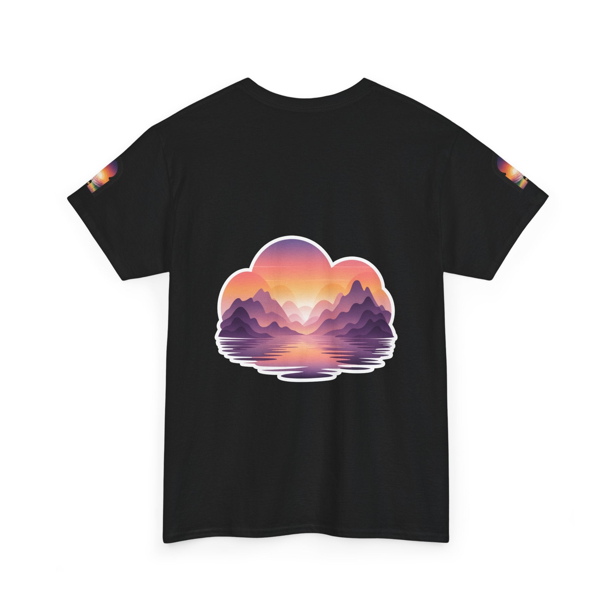 Sunset Mountain Landscape Tee - Retro Nature Graphic T-Shirt