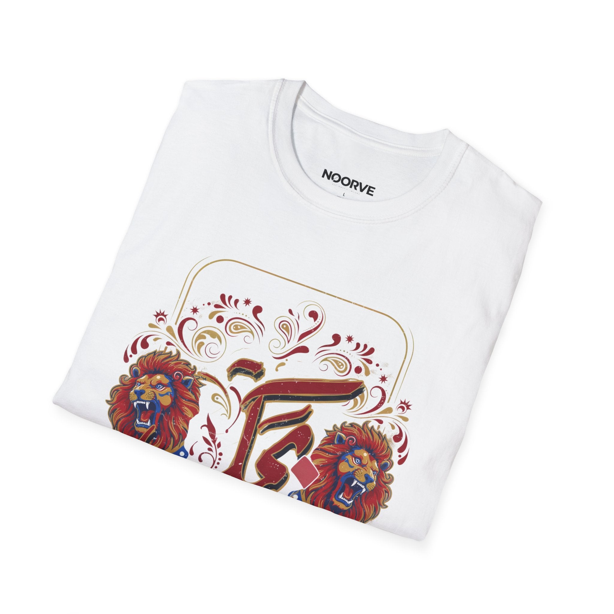 Arabic Calligraphy T-Shirt — 'Himmat' Lion Floral Graphic Tee