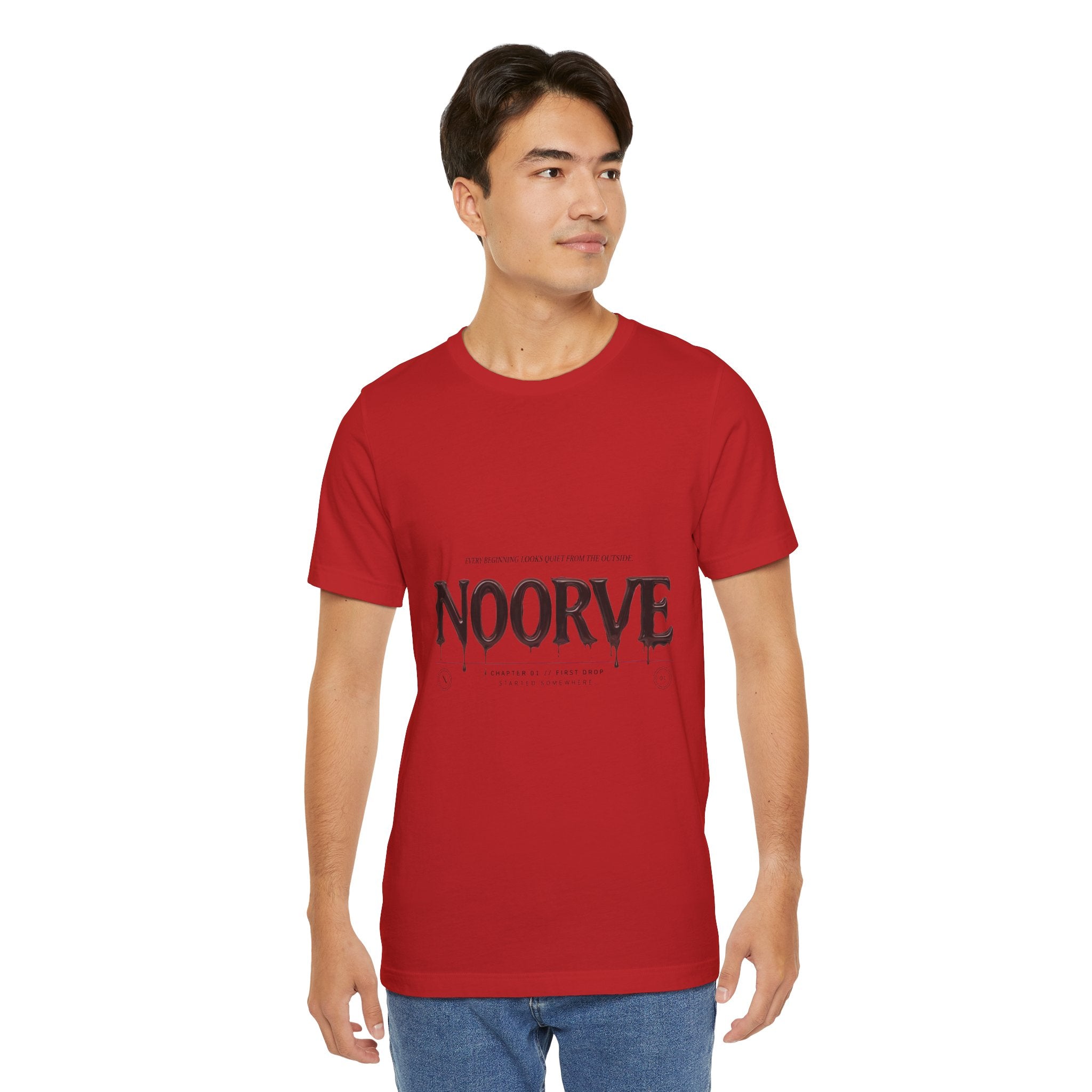 Noorve Drip Logo T-Shirt — Graphic White Tee with Gothic Dripping Text