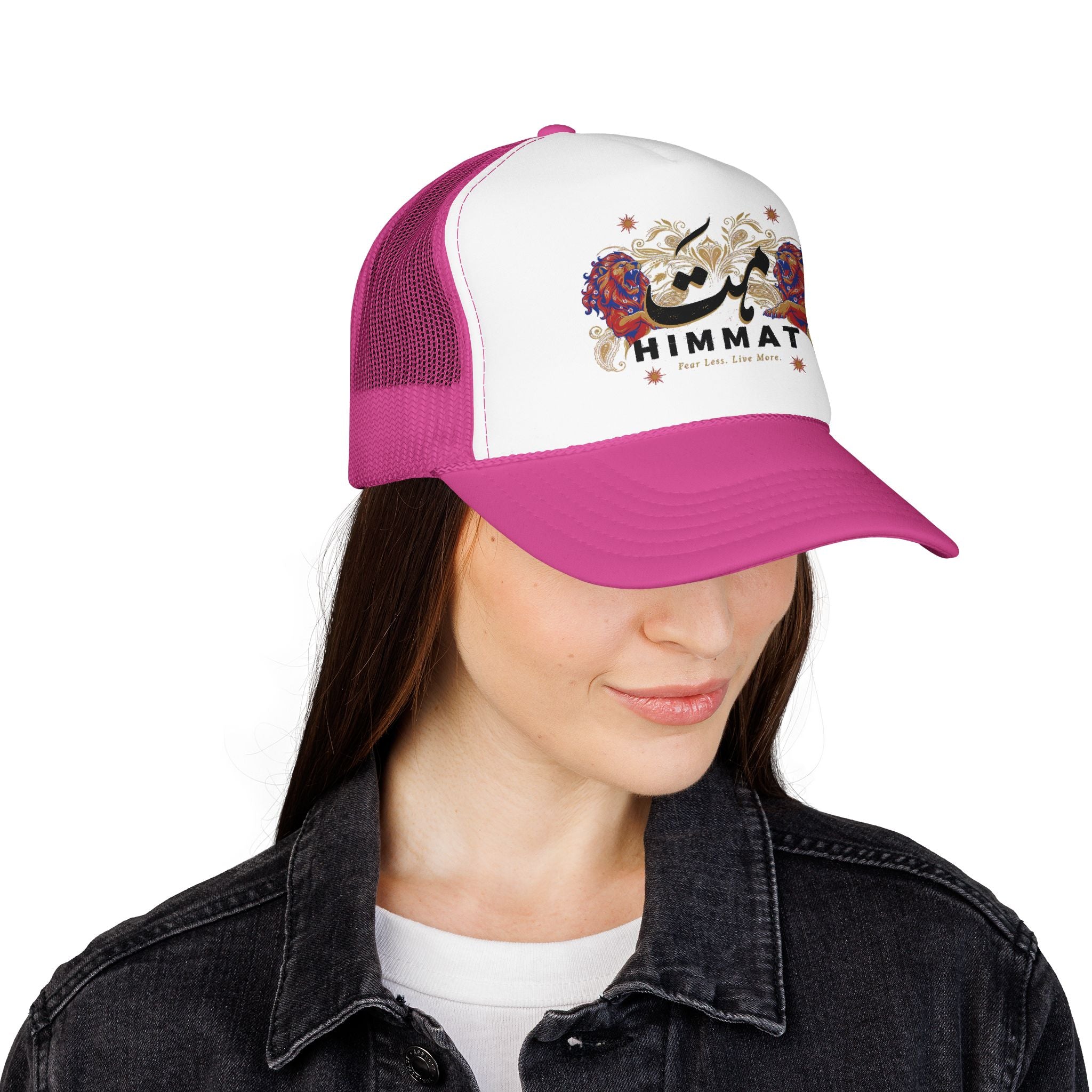 Trucker Hat — Vintage Floral Rose Skull Design (Live Loud, Live More)