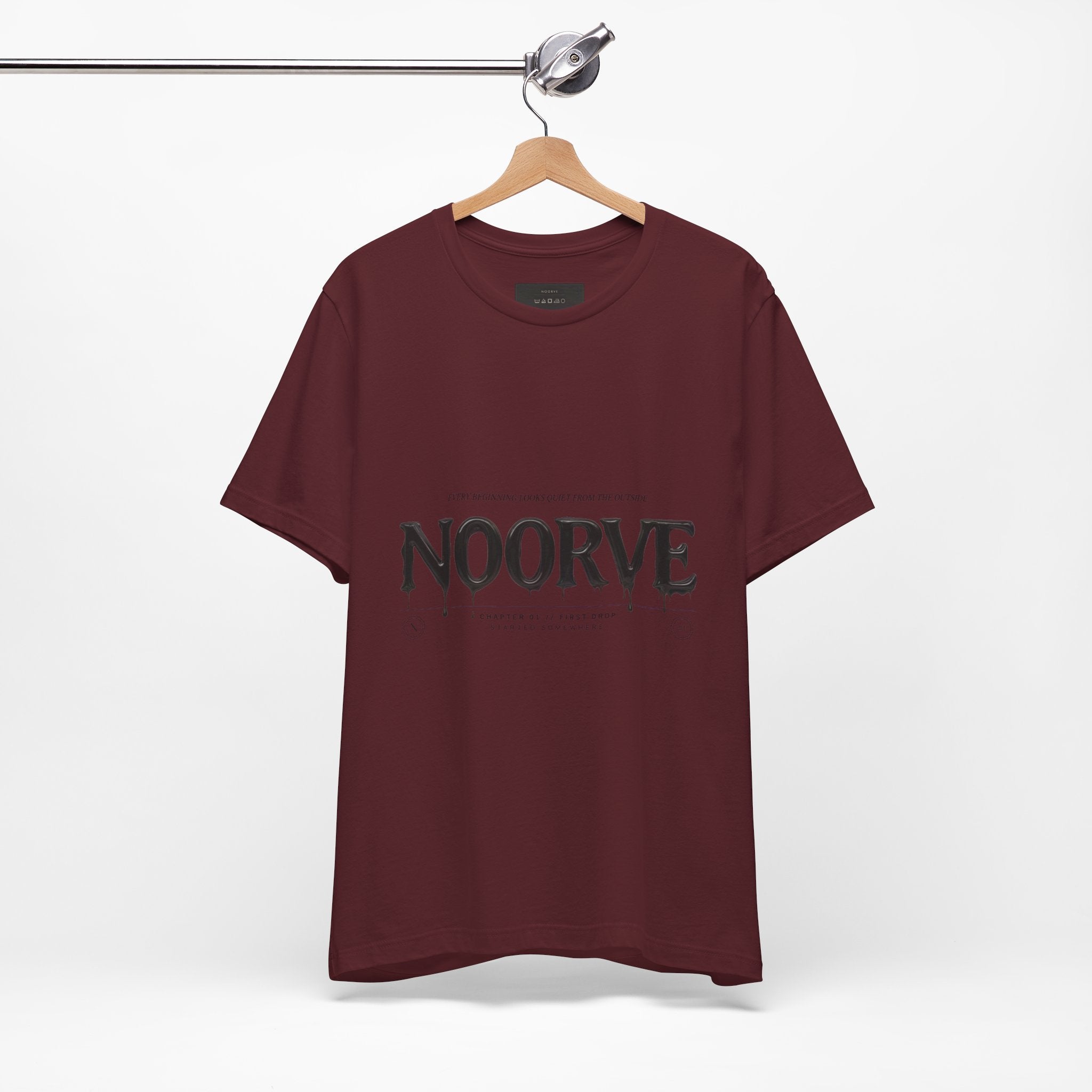 Noorve Drip Logo T-Shirt — Graphic White Tee with Gothic Dripping Text