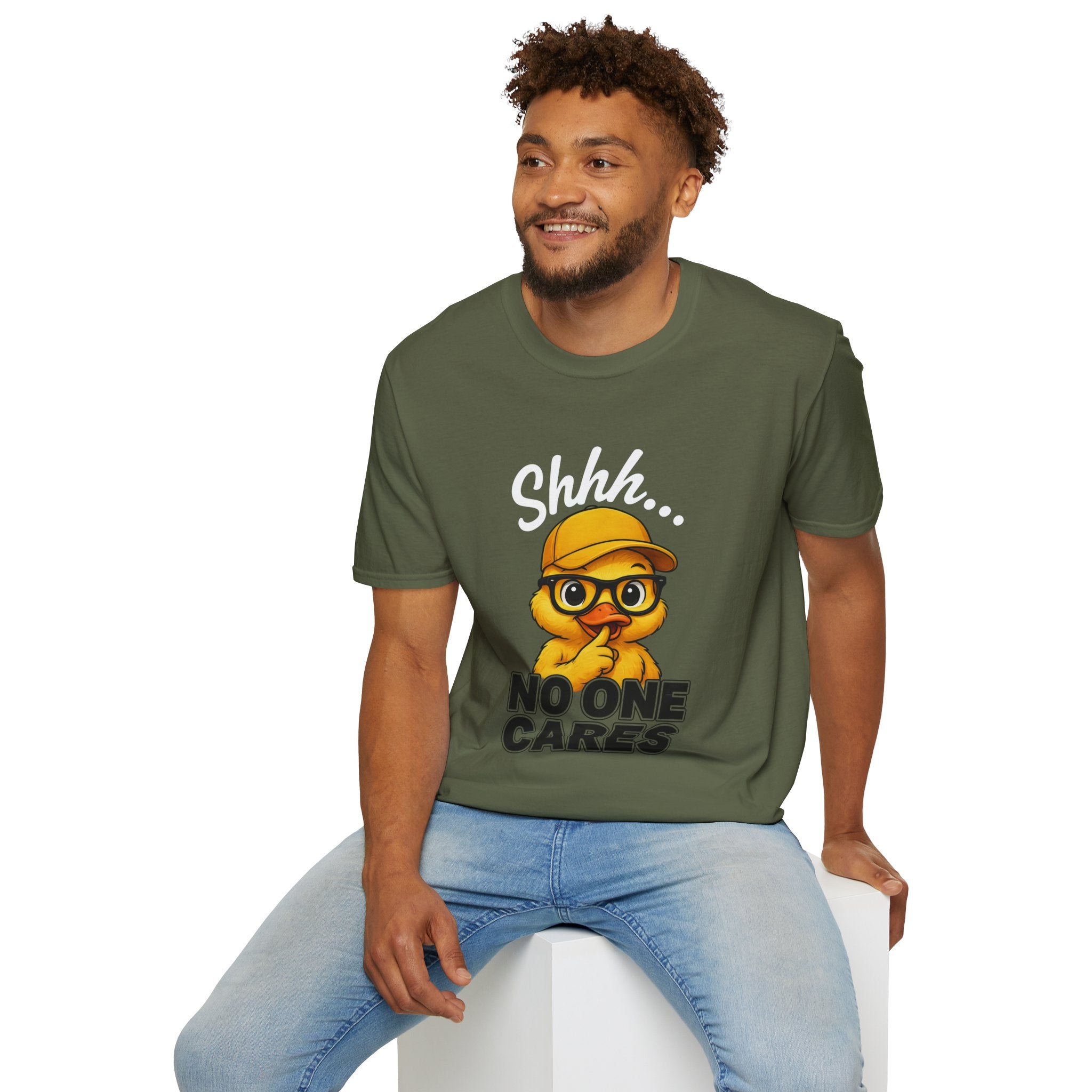 T-Shirt — Shhh... No One Cares Funny Emoji Graphic Tee | Noorve | T-Shirt