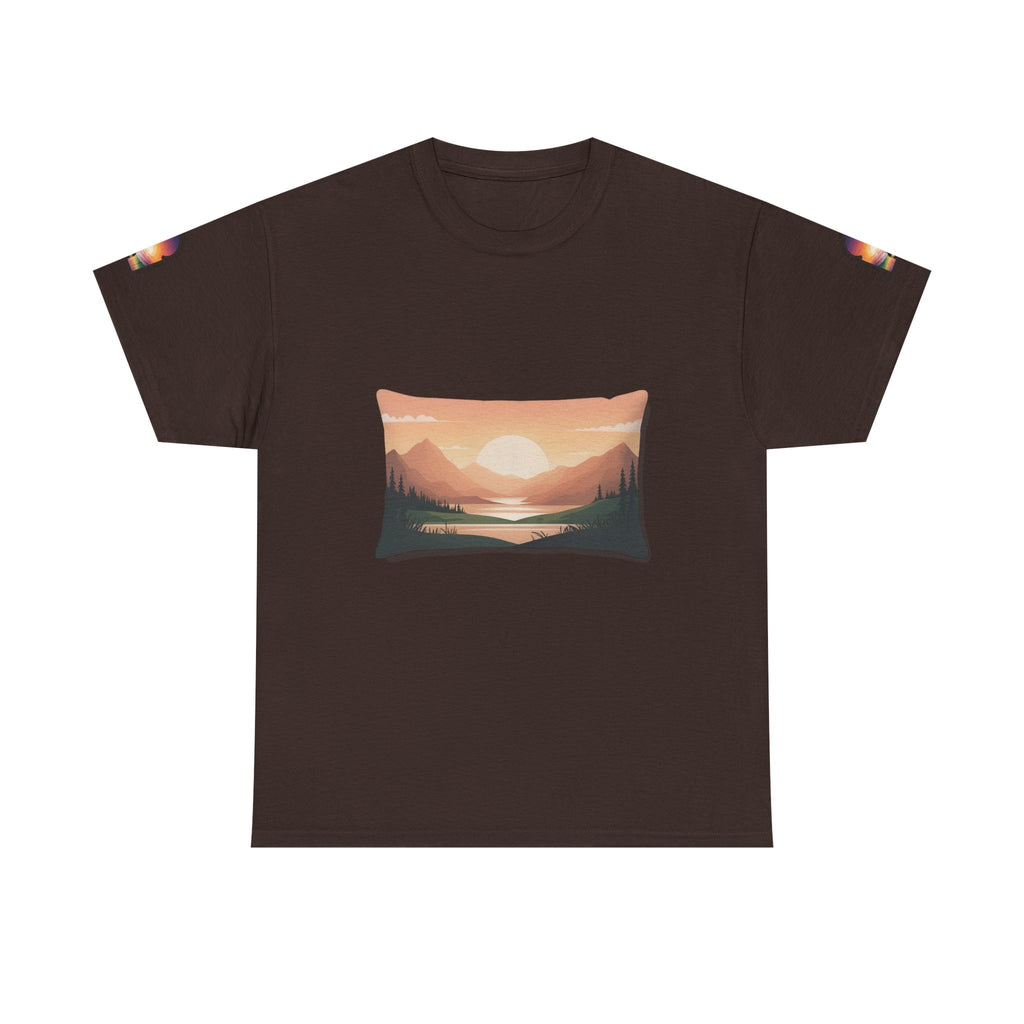 Sunset Mountain Landscape Tee - Retro Nature Graphic T-Shirt | Noorve | T-Shirt