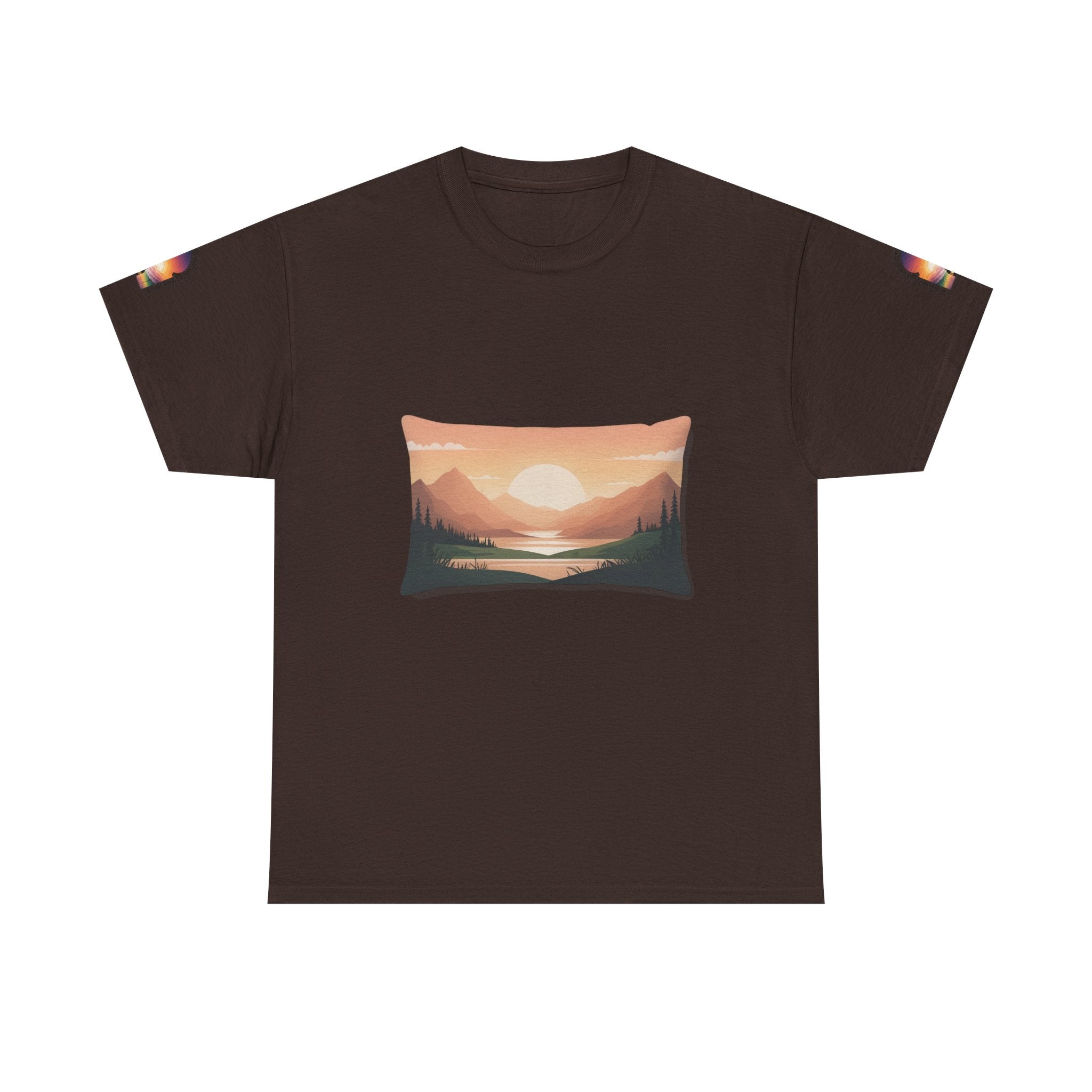 Sunset Mountain Landscape Tee - Retro Nature Graphic T-Shirt | Noorve | T-Shirt