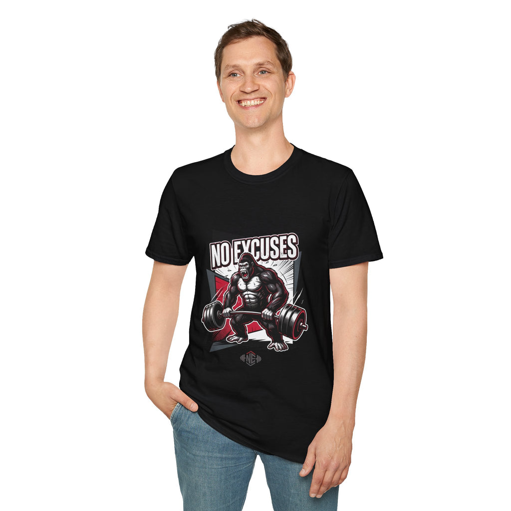No Excuses T-Shirt — Motivational Gym Gorilla Fitness Tee