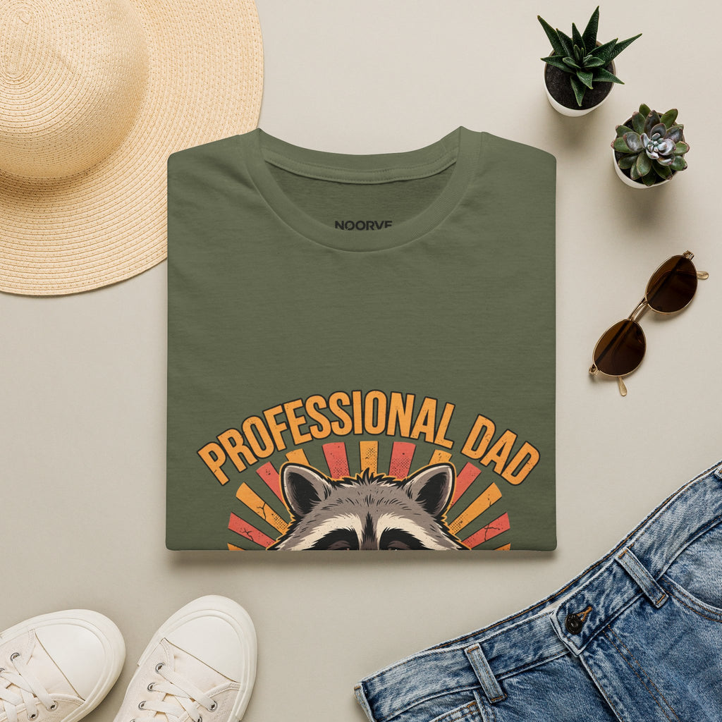 Dad T-Shirt – Professional Dad, Amateur Sleeper Cute Raccoon Father's Day Tee | Noorve | T-Shirt
