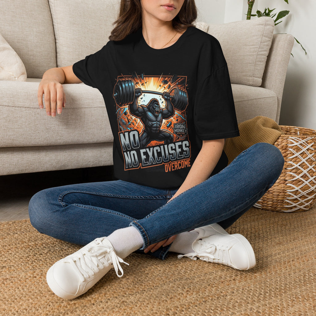 Motivational Weightlifting T-Shirt — 'No Excuses' Gorilla Gym Tee