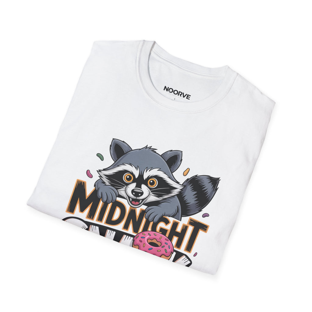 Midnight Snack Crew T-Shirt — Cute Raccoon Donut Tee