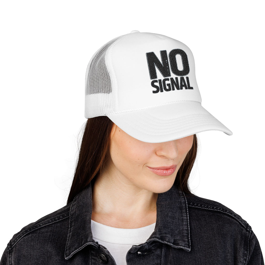 Trucker Hat — "NO SIGNAL" Distressed Foam Mesh Cap