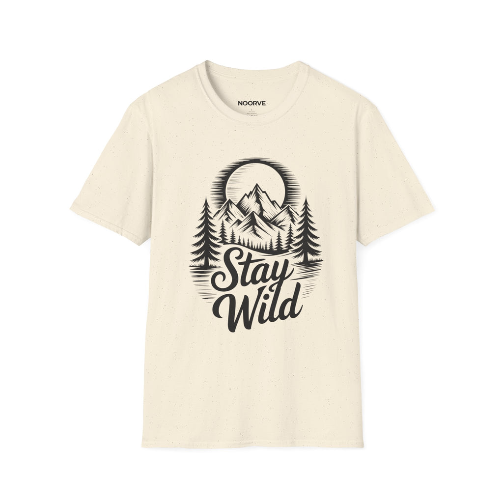 Stay Wild Mountain T‑Shirt — Adventure Graphic Tee with Mountains & Pine Trees