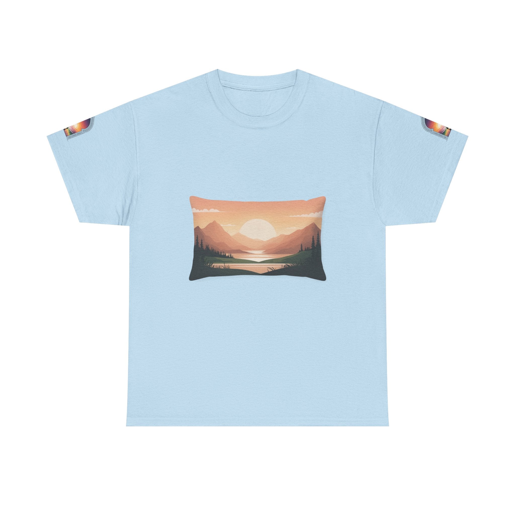 Sunset Mountain Landscape Tee - Retro Nature Graphic T-Shirt
