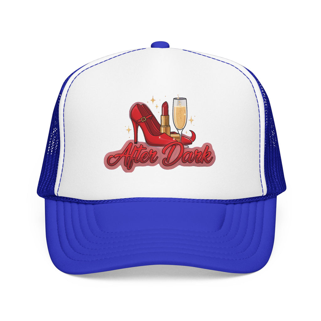 After Dark Trucker Hat — Red Heels & Champagne Foam Cap