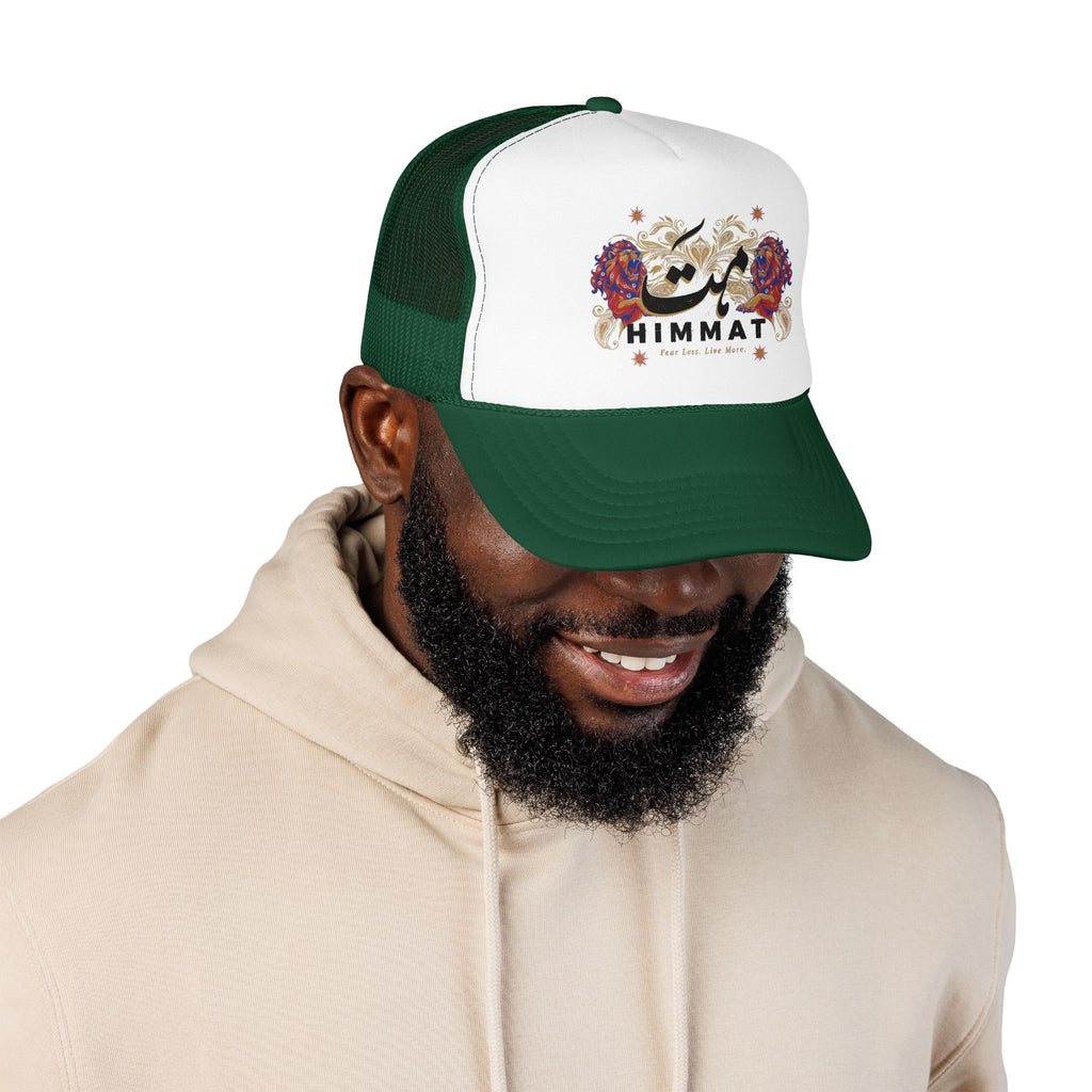 Trucker Hat — Vintage Floral Rose Skull Design (Live Loud, Live More)