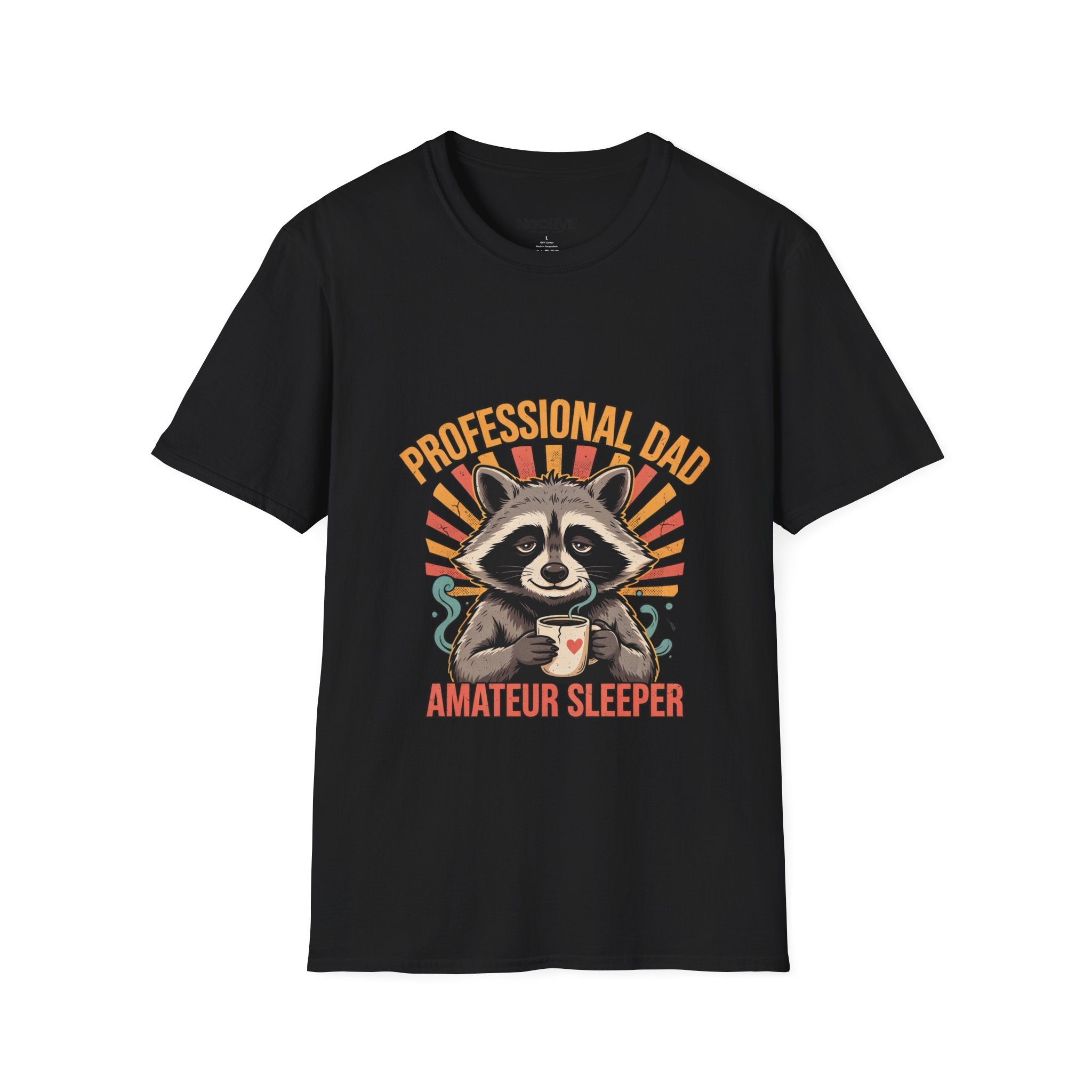 Dad T-Shirt – “Professional Dad, Amateur Sleeper” Cute Raccoon Father’s Day Tee