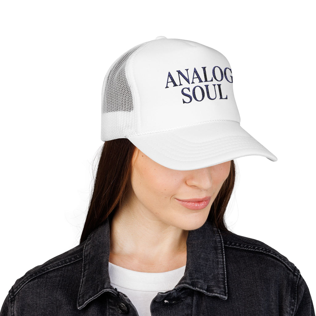 Analog Soul Trucker Hat — Retro Music-Inspired Foam Mesh Cap