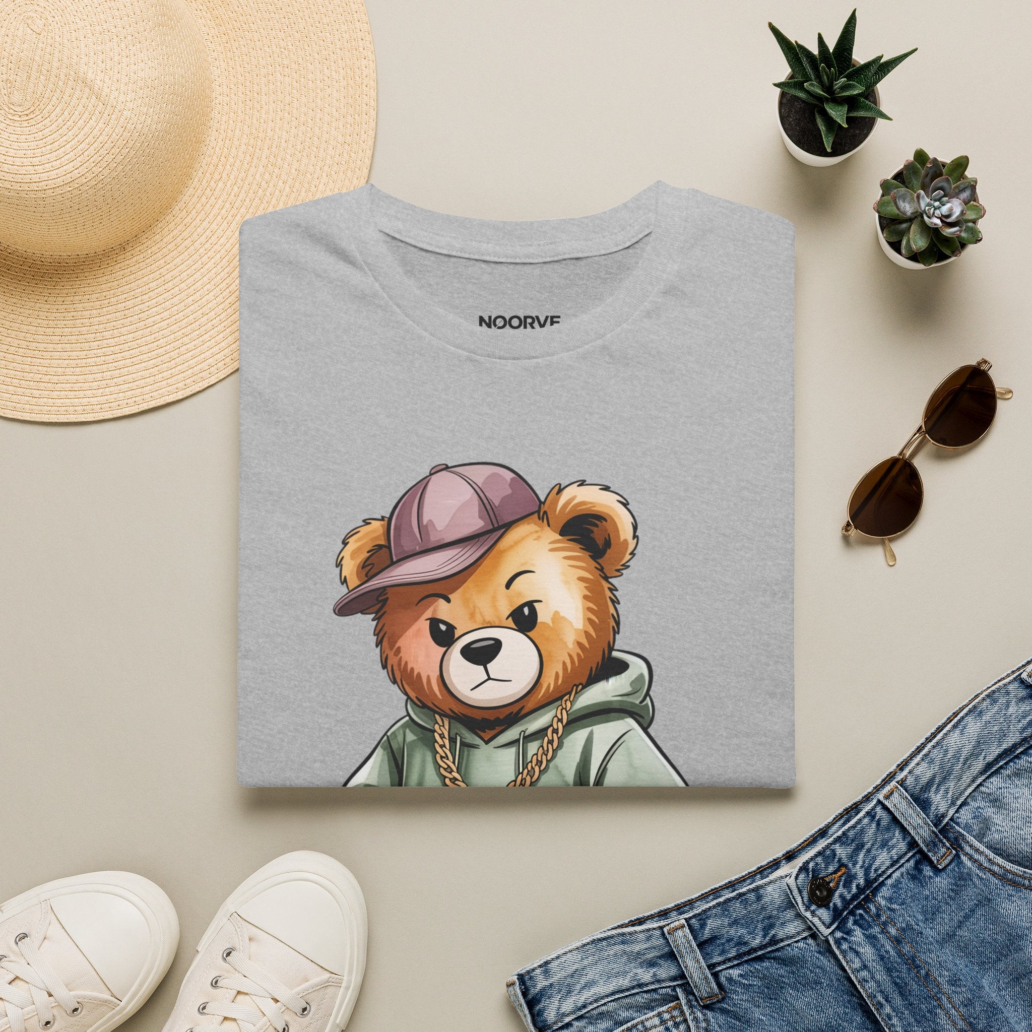Casual Bear Graphic T-Shirt — Cool Teddy in Hoodie & Cap | Noorve | T-Shirt
