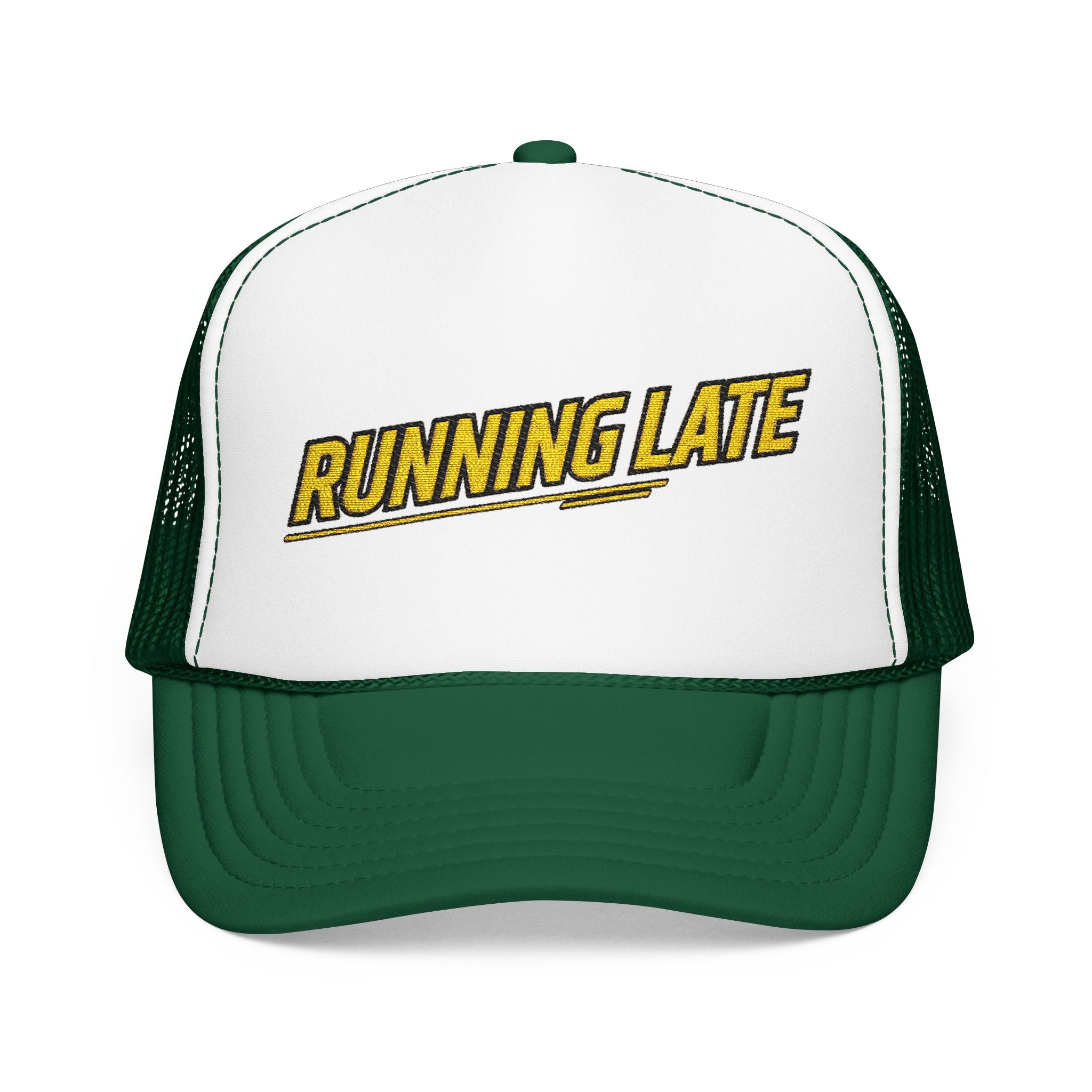 Running Late Trucker Hat — Funny Retro Foam Mesh Cap | Noorve | Hats