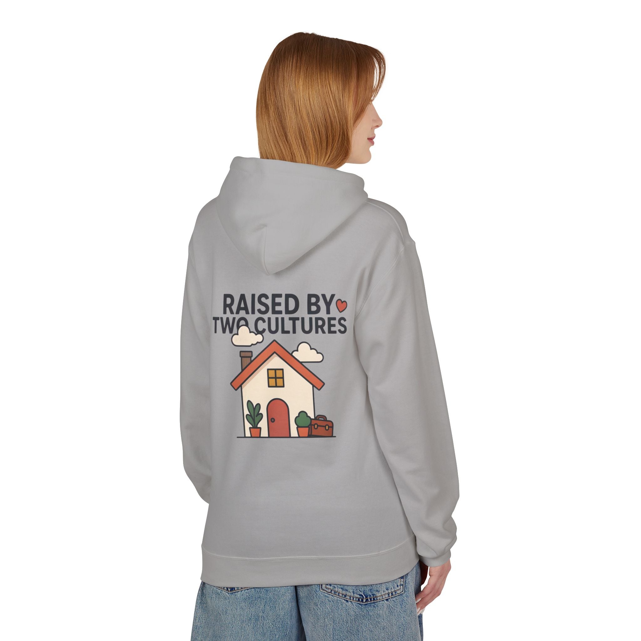 Raised by Two Cultures Hoodie — Multicultural Home Graphic Pullover