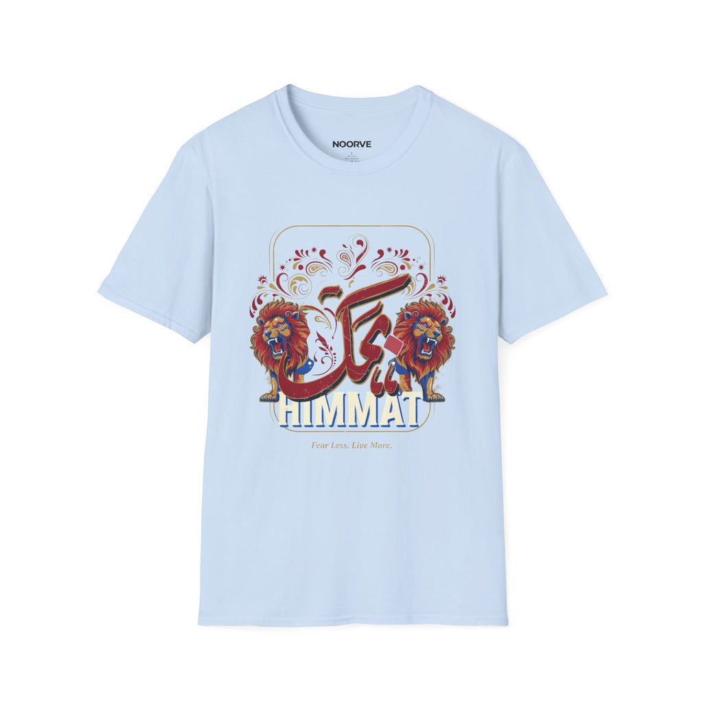 Arabic Calligraphy T-Shirt — 'Himmat' Lion Floral Graphic Tee