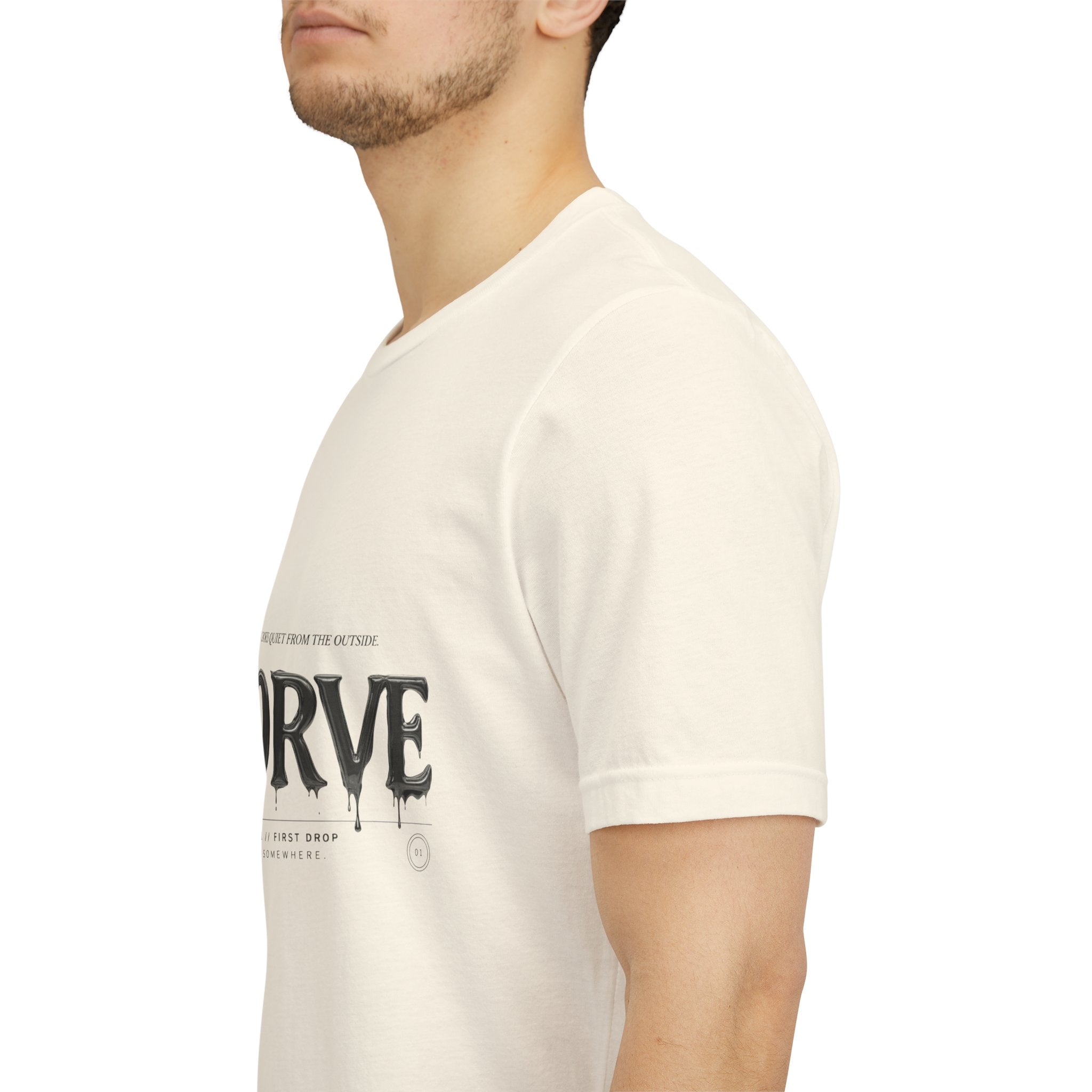 Noorve Drip Logo T-Shirt — Graphic White Tee with Gothic Dripping Text