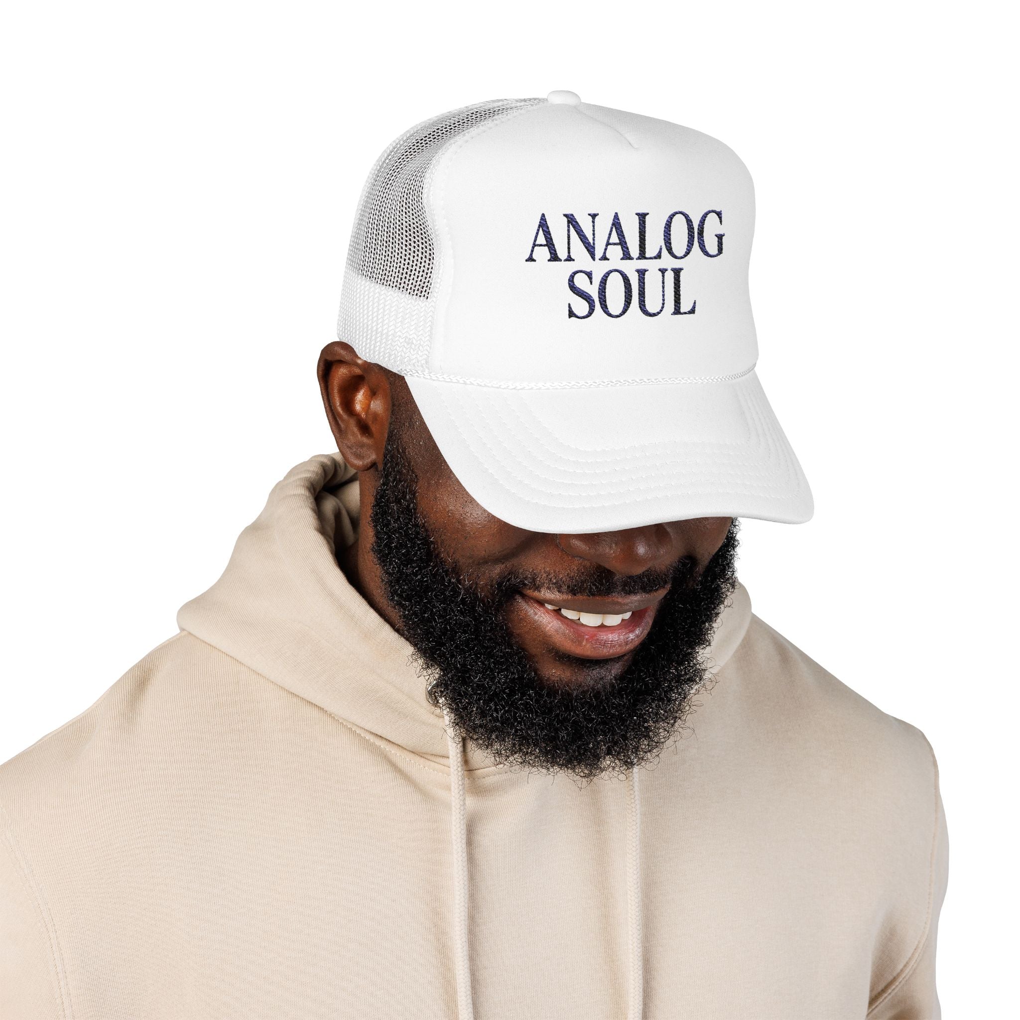 Analog Soul Trucker Hat — Retro Music-Inspired Foam Mesh Cap