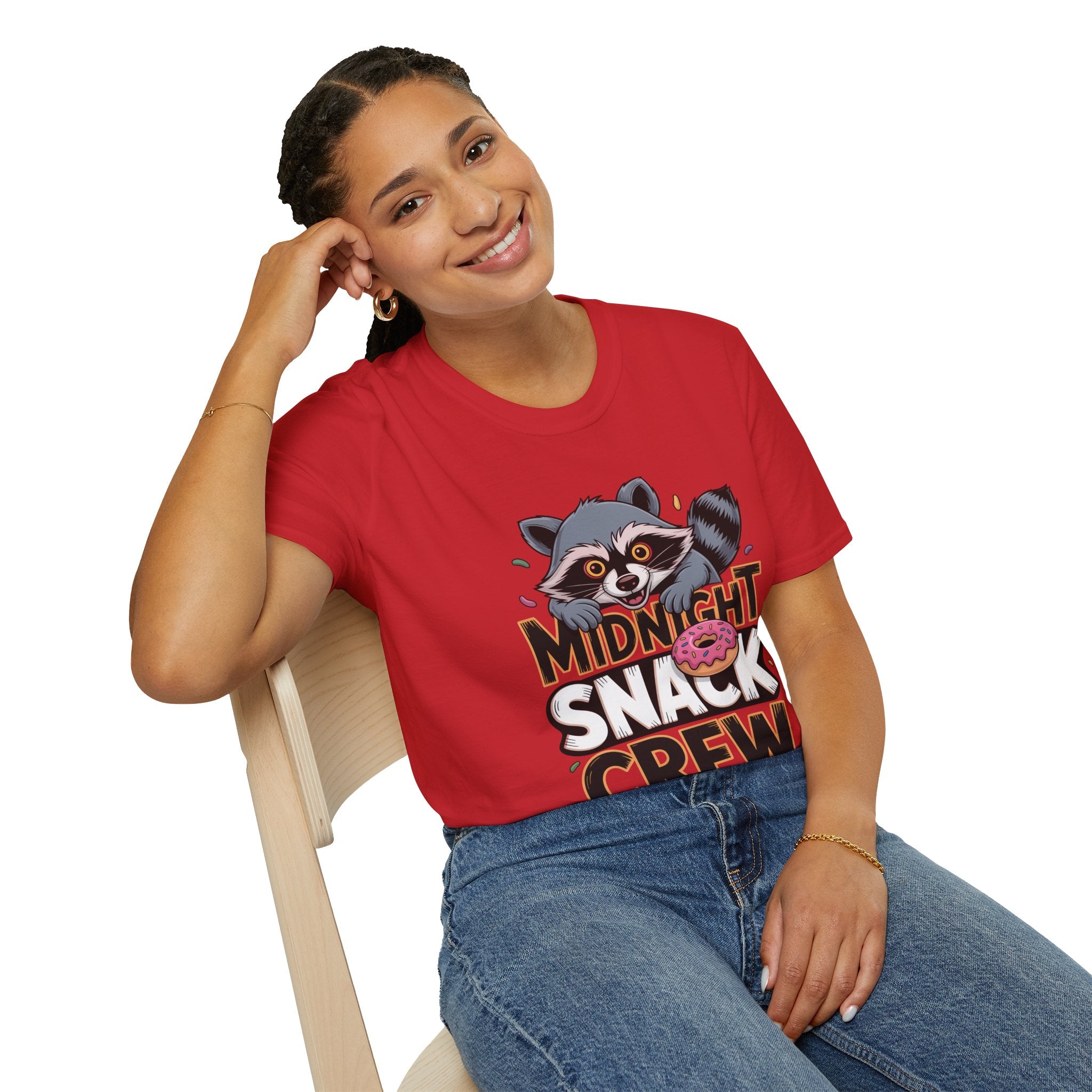 Midnight Snack Crew T-Shirt — Cute Raccoon Donut Tee