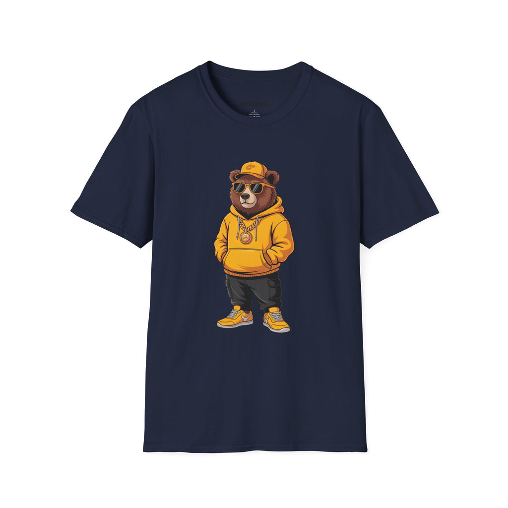Bear Graphic T-Shirt — Cool Hip-Hop Bear in Yellow Hoodie | Noorve | T-Shirt