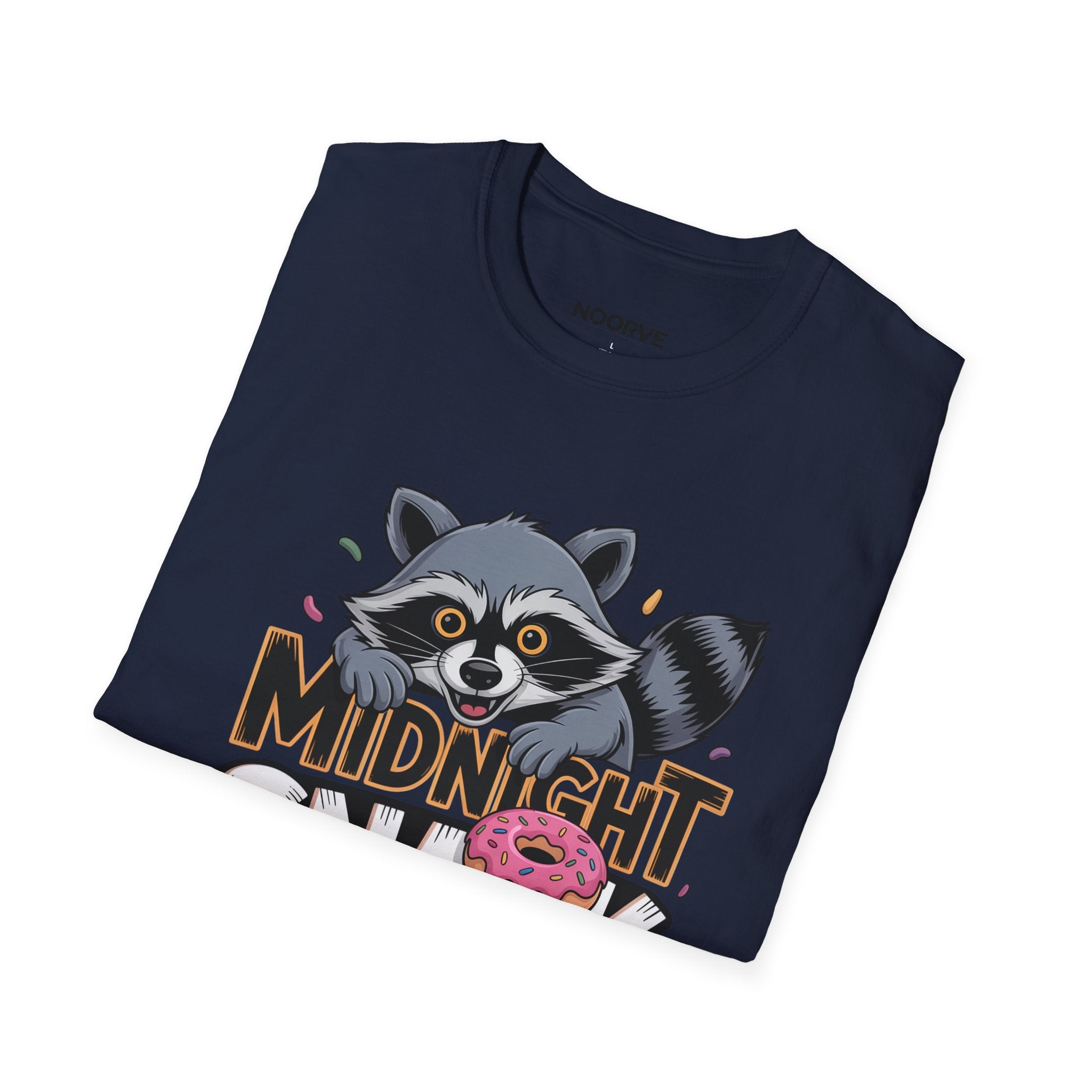Midnight Snack Crew T-Shirt — Cute Raccoon Donut Tee