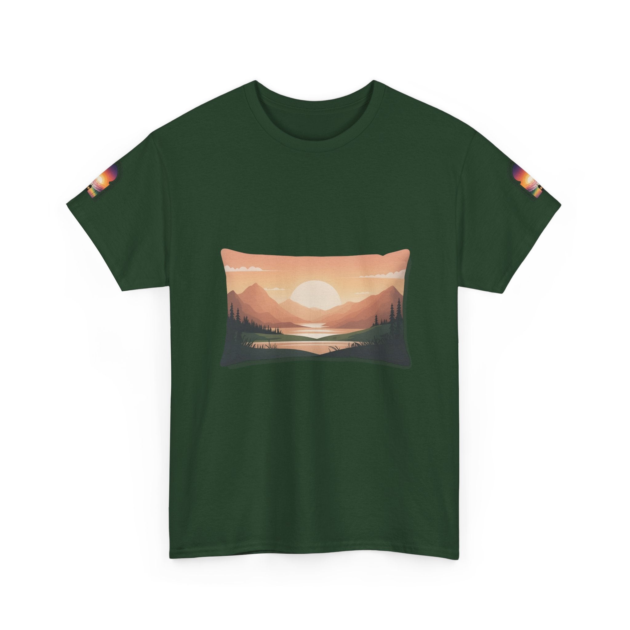 Sunset Mountain Landscape Tee - Retro Nature Graphic T-Shirt
