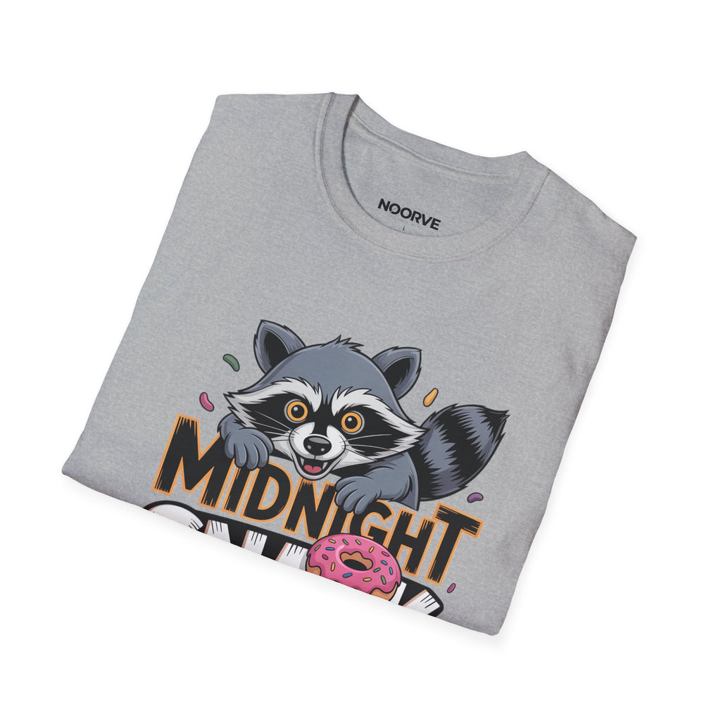 Midnight Snack Crew T-Shirt — Cute Raccoon Donut Tee